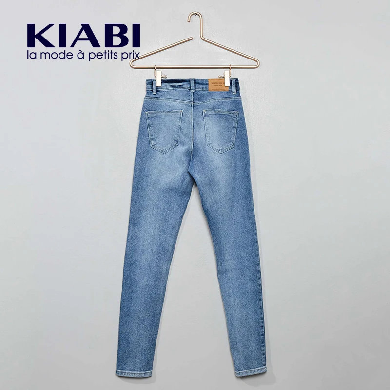 kiabi chica de moda 2020 Joven niña pantalones de algodón elástico Vaquero skinny de talle alto destroy freestyle XD164 - AliExpress