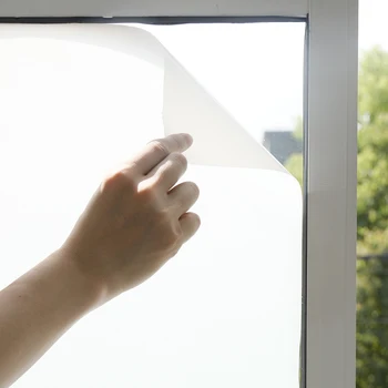 

SUNICE DIY Self Adhesive Privacy Solid Frosted Office Study Bathroom Bedroom Light Through Glass Film Window Stickers Home Decor