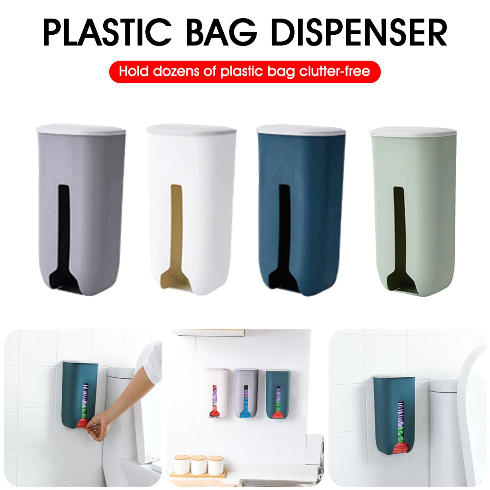 Soporte de plástico para bolsas comestibles, dispensador de montaje en pared, porta bolsa de basura rellenable, organizador de cocina|Soportes y estanterías de - AliExpress