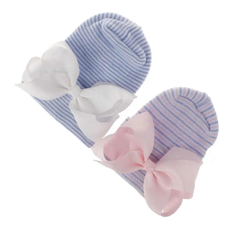 

Newborn Baby Hat Toddler Striped Caps Bow Beanies Soft Hospital Girls Hats Baby Warm Hat for Baby 0-3M Accesories
