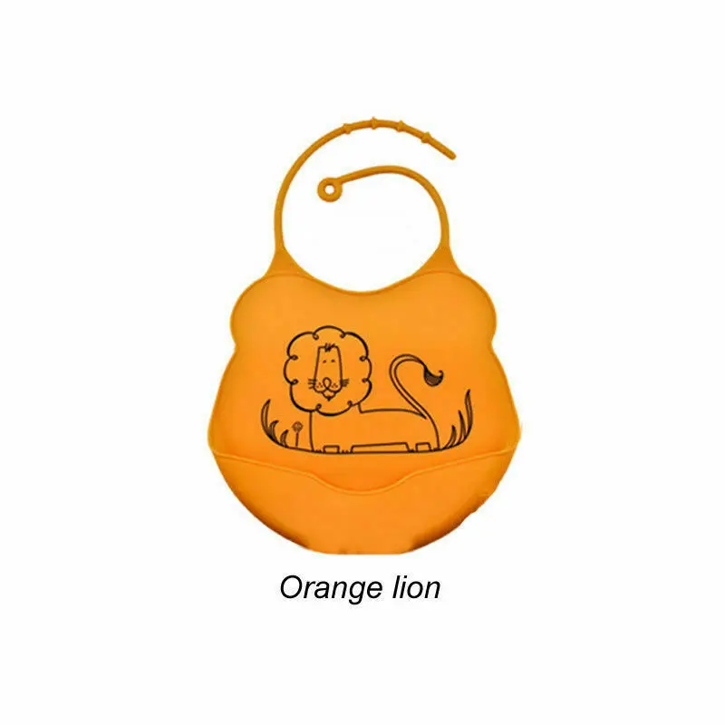 Orange Детские Силиконовые Слюнявчики для кормления с мультяшным принтом, водонепроницаемые, не грязные нагрудники, водонепроницаемый для туалетной бумаги - Color: Orange