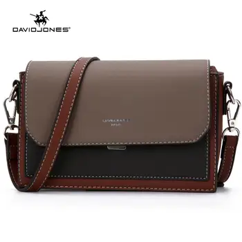

DAVID JONES women handbag pu leather female messenger bags small lady patchwork crossbody bag girl shoulder bag drop shipping