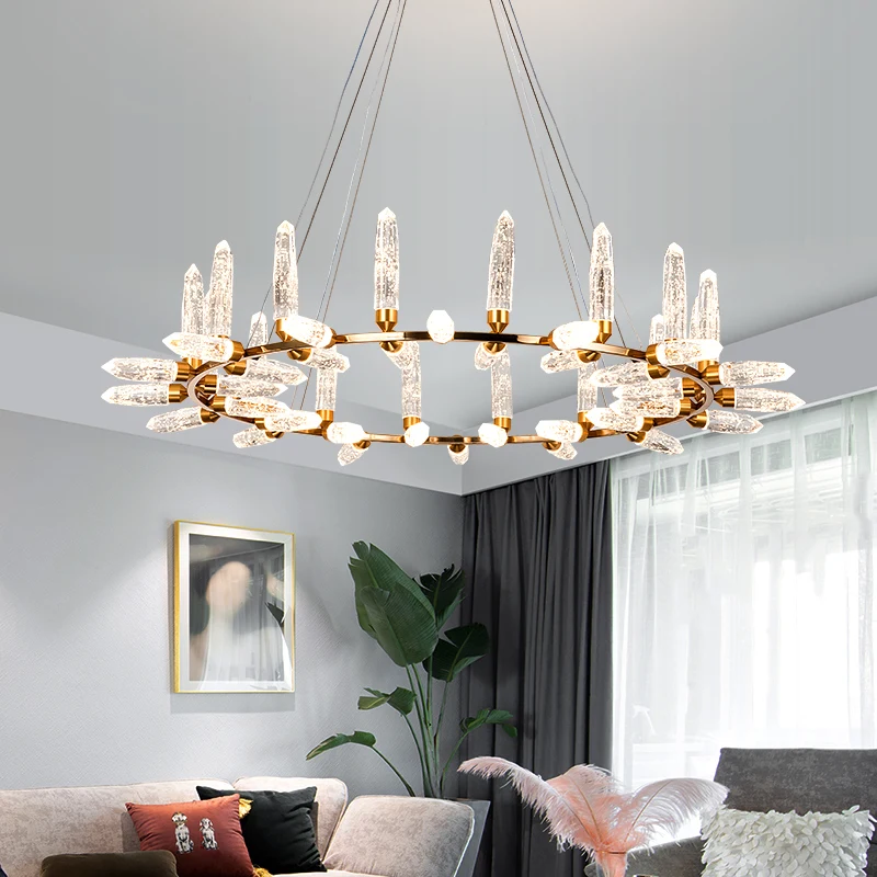 Скандинавский Креативный светодиодный светильник, роскошная хрустальная люстра для столовой, гостиной, подвесной светильник для спальни, ресторана, виллы, дома