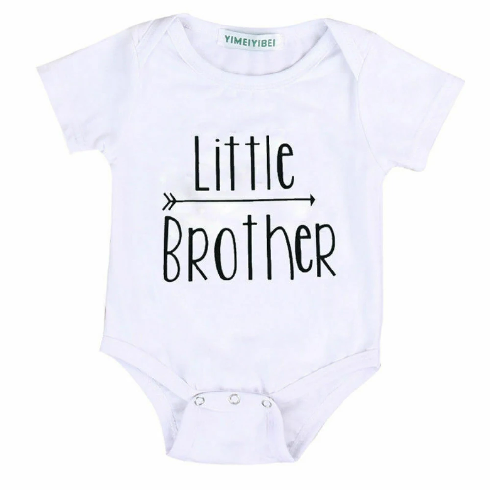 1PCS Family Matching Baby Little Sister Short Sleeve Letters Rompers Bodysuit Big Brother Cotton T-shirt Tops Kids Boys Clothing