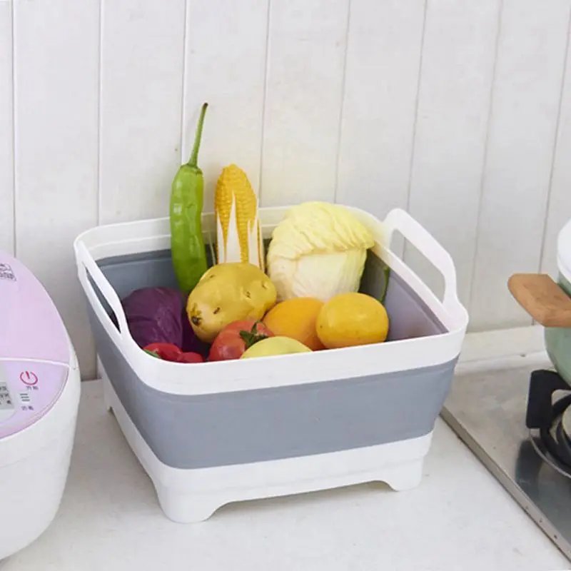 Dish Tub, Food Strainers Collapsible Fruits Drainer Basket Vegetable Sink Colander Draining Basket