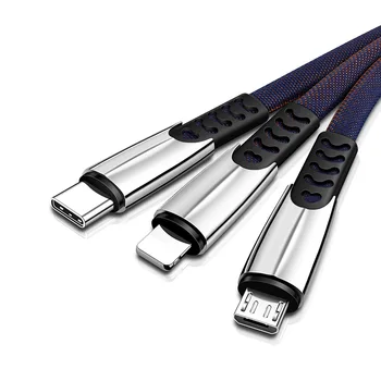

Three-in-one Data Cable One in Three Data Cable Shark Fin Zinc Alloy Dragged Three Fast Charge Line