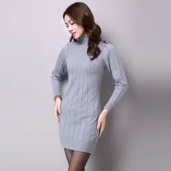 2019 осень зима водолазка свитер платье модный тонкий вязаный пуловер сексуальный стрейч женские мягкие свитеры Повседневная Длинная