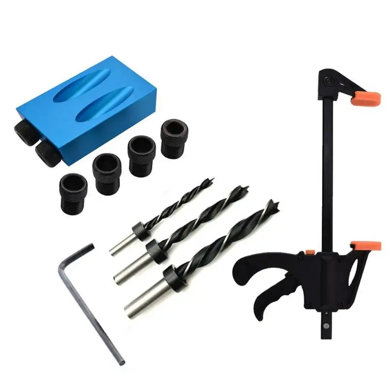 14X Pocket Hole Jig Kit Woodworking Wood Drill Angle Hole Locator Craft Working