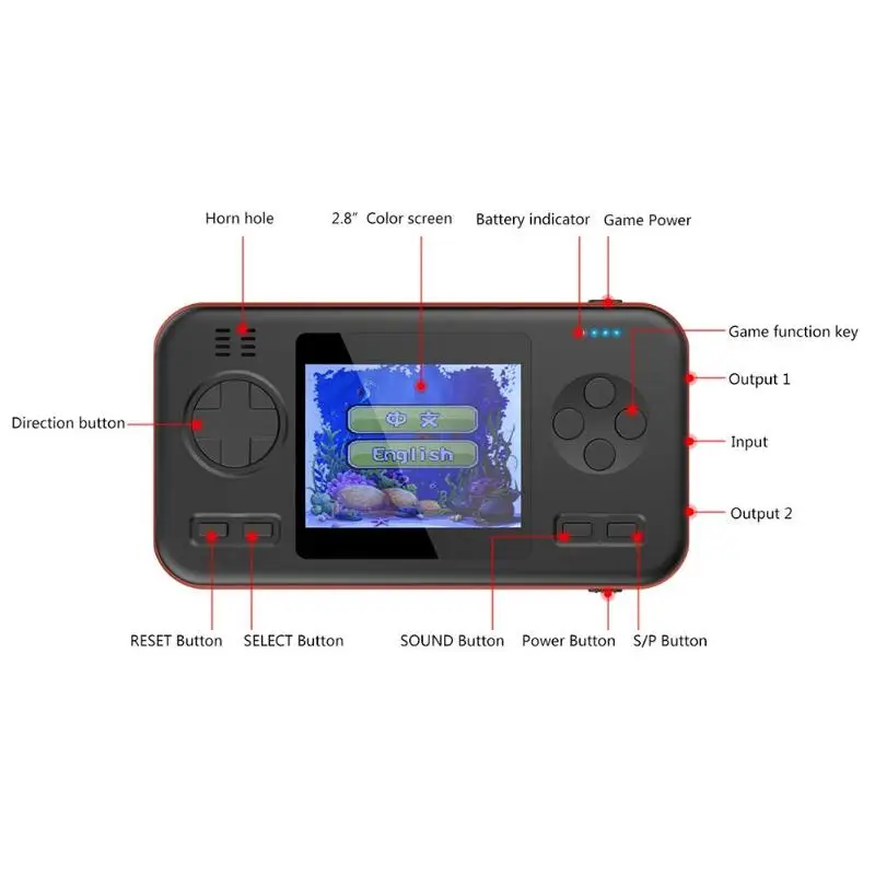 ALLOYSEED мини портативная игровая консоль 2,8 "lcd цветной видео игровой Автомобильный плеер с аккумулятором 8000 мАч встроенный 416 классических