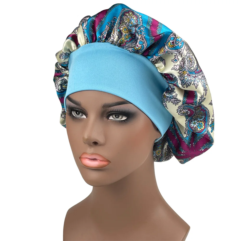 Large Size Satin Bonnet Paisley Print Bonnets for Women Beanies Women Hat  Sleep Night Cap Designer Bonnets Long Braid Hat