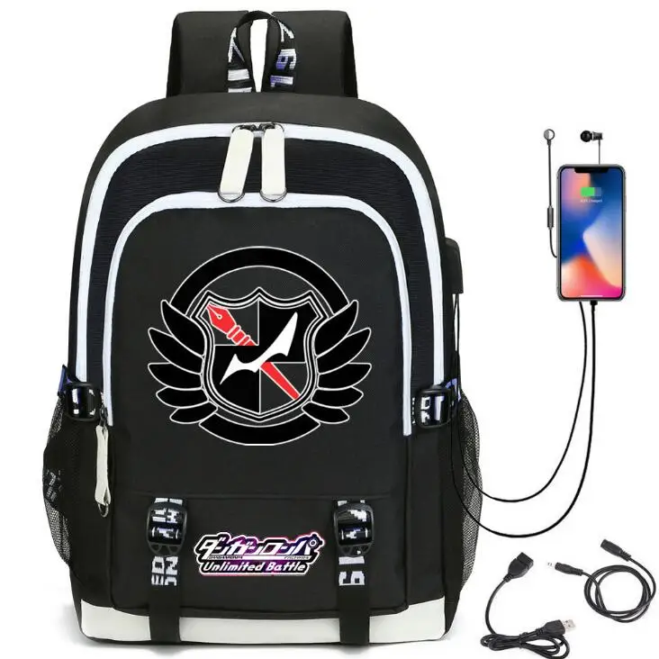 Японский рюкзак Danganronpa в стиле аниме с USB зарядкой школьные ранцы для подростков