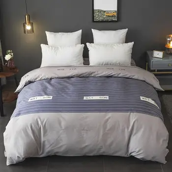 

Cotton sanding Duvet Cover monopoly bedding set blue grey Quilt Cover 160cmx210cm/180cmx220cm/200cmx230cm/220cmx240cm