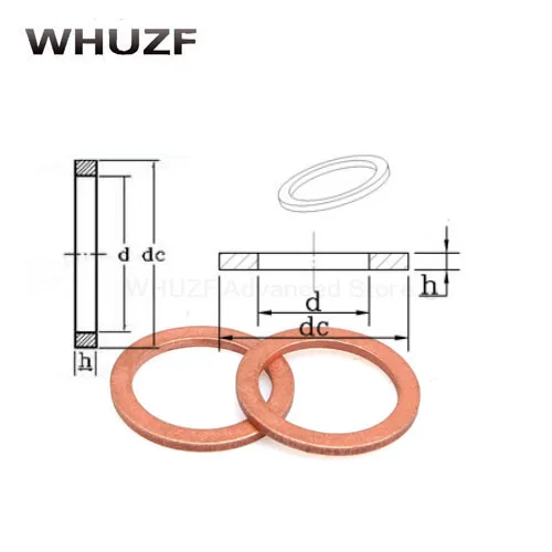 10/20PCS Solide Kupfer Washer Flache Ring Dichtung Sump Stecker Öl Dichtung Armaturen M5 M6 M8 M10 M12 m14 Verschluss Hardware Zubehör