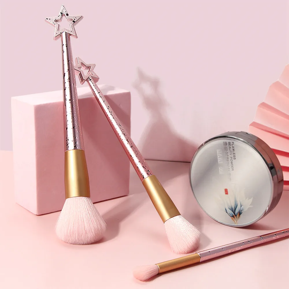 

Makeup Brush Pink Set Star Handle Eye Shadow Loose Blush Lip Power Eyebrow Soft Blending Brush Makeup Tool Accessories Brochas