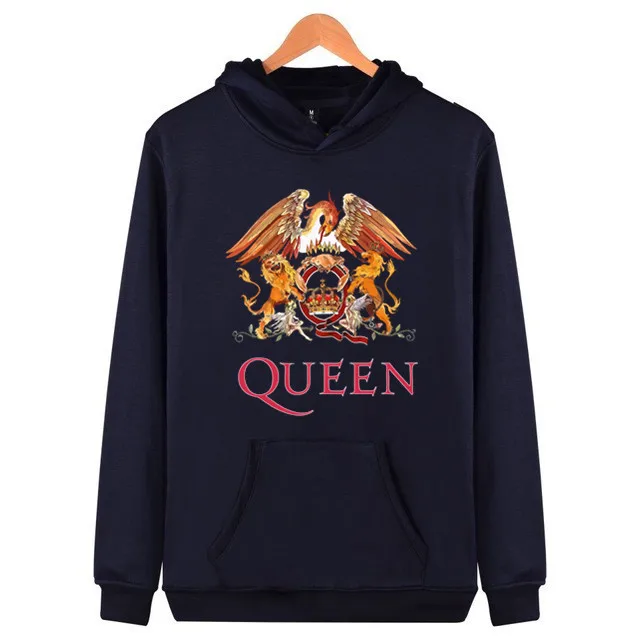 rocksir rock band queen printed hoodie brand men shirts cotton hoodie harajuku hipster men casual streetwear hoodie - Цвет: Тёмно-синий