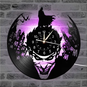 

Vinyl Record Wall Clock 12-Inch LED Clock | Modern Home Decor Gifts for Batman Fans | Hanging Night Lamp 7 Color Lighting Clock