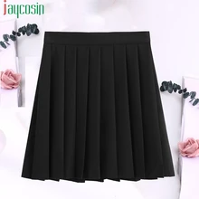 Черная Женская короткая юбка большого размера с высокой талией, простая однотонная Свободная Женская юбка размера плюс, повседневные плиссированные вечерние мини-юбки большого размера