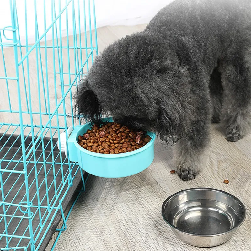 

Pet Feeding Bowl Removable Stainless Steel Hanging Pet Cage Bowl Food & Water Feeder Cup