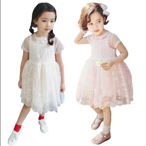 2021 Summer Baby Flower Girls Lace Princess Dress Children Lolita Style Party Tutu Dresses Girl Pink Floral Kids Clothes | Детская