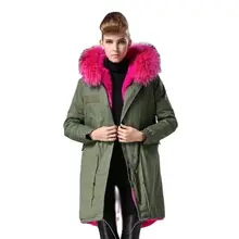 green jacket with pink fur hood