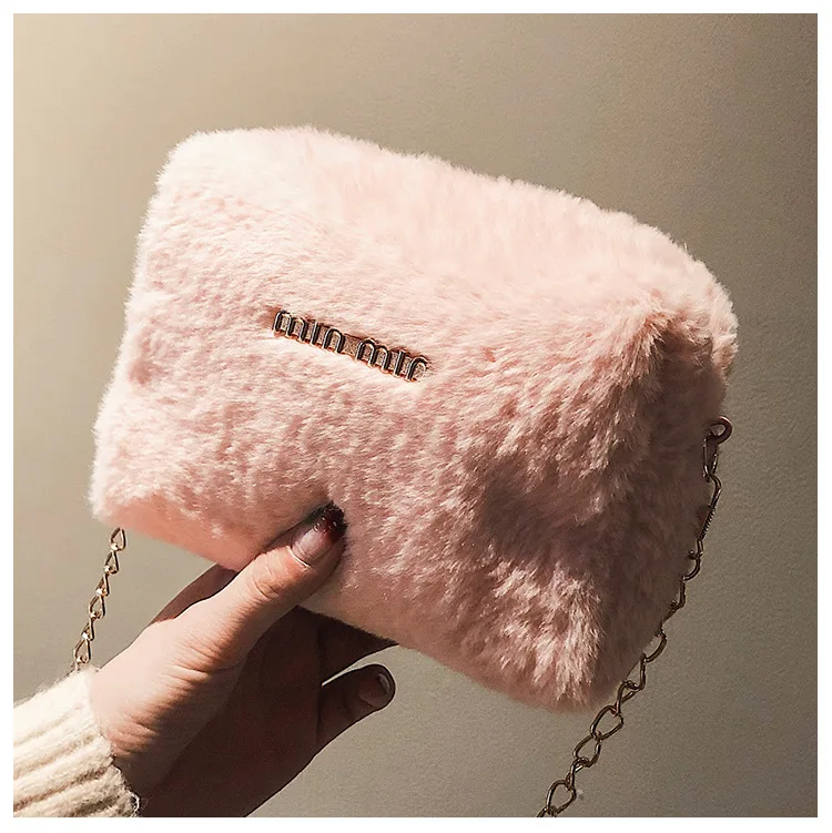 

Plush Chain Small Bag Women's 2019 New Style Korean-style Versatile Plush Shoulder Square Sling Bag Fashion Simple Shoulder Bag