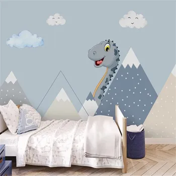 

Milofi custom 3D wallpaper mural Nordic minimalist hand-painted dinosaur treasure house girl bedroom living room background wall