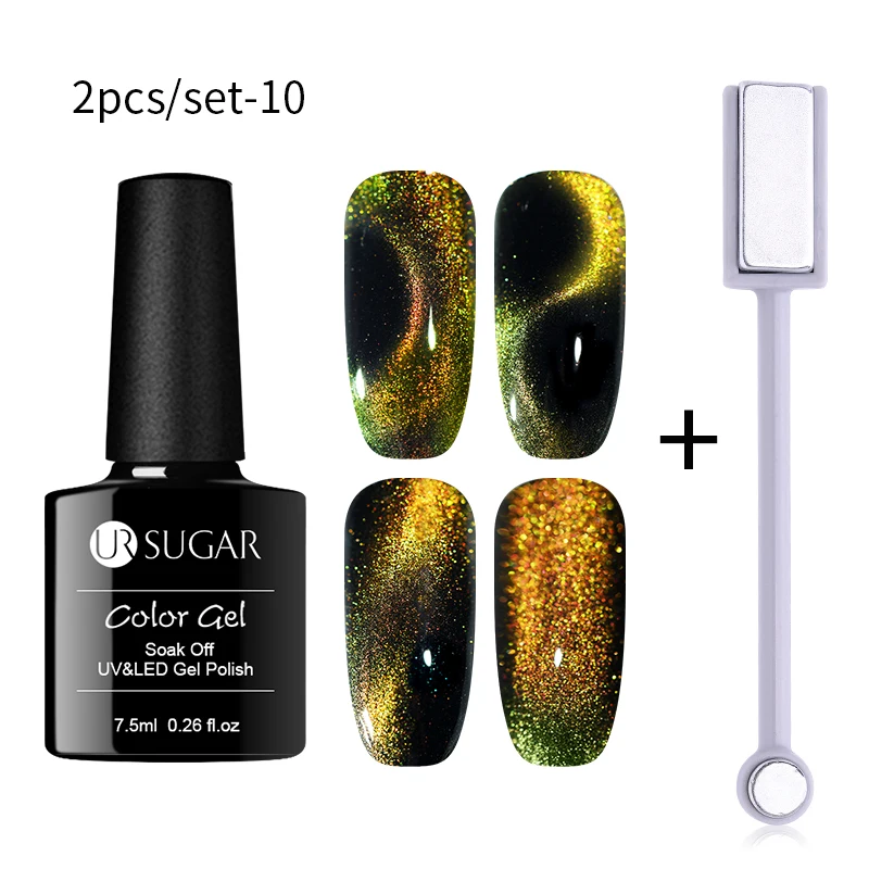 Glass set-10 Ur Sugar 9D лак для глаз хамелеона кота Galaxy гель для ногтей УФ Магнитный Гель-лак замачиваемый лак Полупостоянный гель маникюрный лак - Цвет: Glass set-10