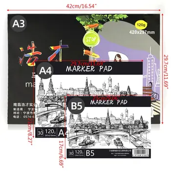 

A3/A4/B5 Drawing Paper Pad Notebook Sketch Book for Marker Art Paiting Diary Student Gifts 30 Sheets