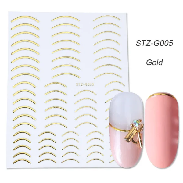 STZ-G005 Gold 1 шт Чередование ленты для ногтей наклейки золотого и серебряного цвета 3D украшения ногтей обертывания наклейки для ногтей полоски LASTZG001-013-2 - Цвет: STZ-G005 Gold