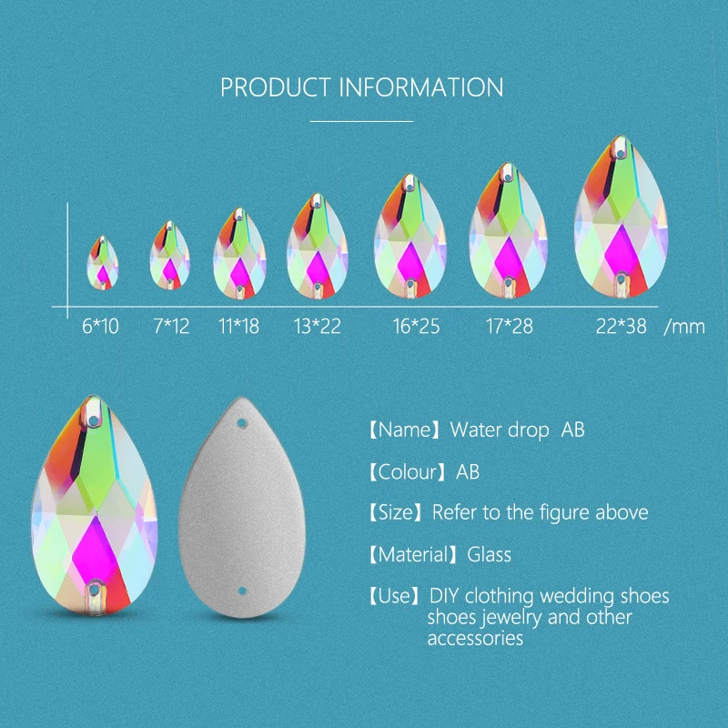 QL Crystal Drop Sew On Rhinestones AB Crystal clear Flatback for Diy bags clothes shoes material sew on rhinestones sewing rhinestones crystal rhinestones rhinestone crystals rhinestone accessories rhinestones beads