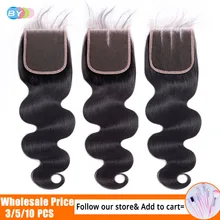 Бразильские кружевные закрытые объемные волнистые 4*4 свободные/Средние/три части hd Кружева Закрытие натуральный цвет Remy человеческие волосы