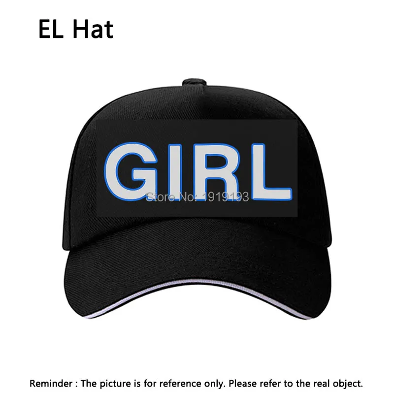 New BOY/GIRL/RAGE Fluorescent Baseball Caps EL Wire Party Hat For Women Men Casual Unisex Caps Hats Glow In The Dark
