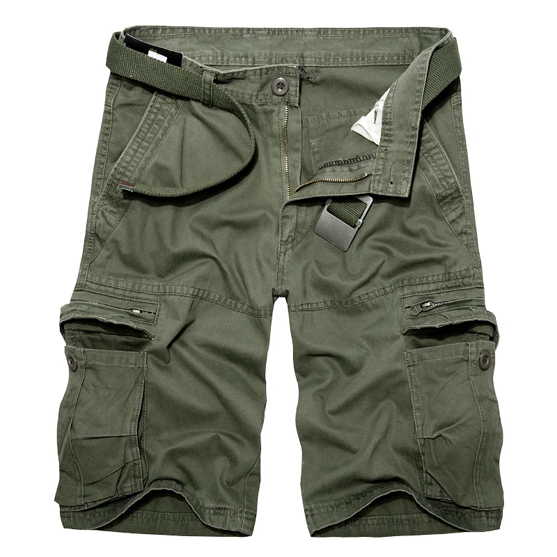 Army Cargo Shorts Men Casual Shorts Summer Mens Knee Length Cotton Multi-pocket Loose Shorts Bermuda Trousers Dropshipping Kapri