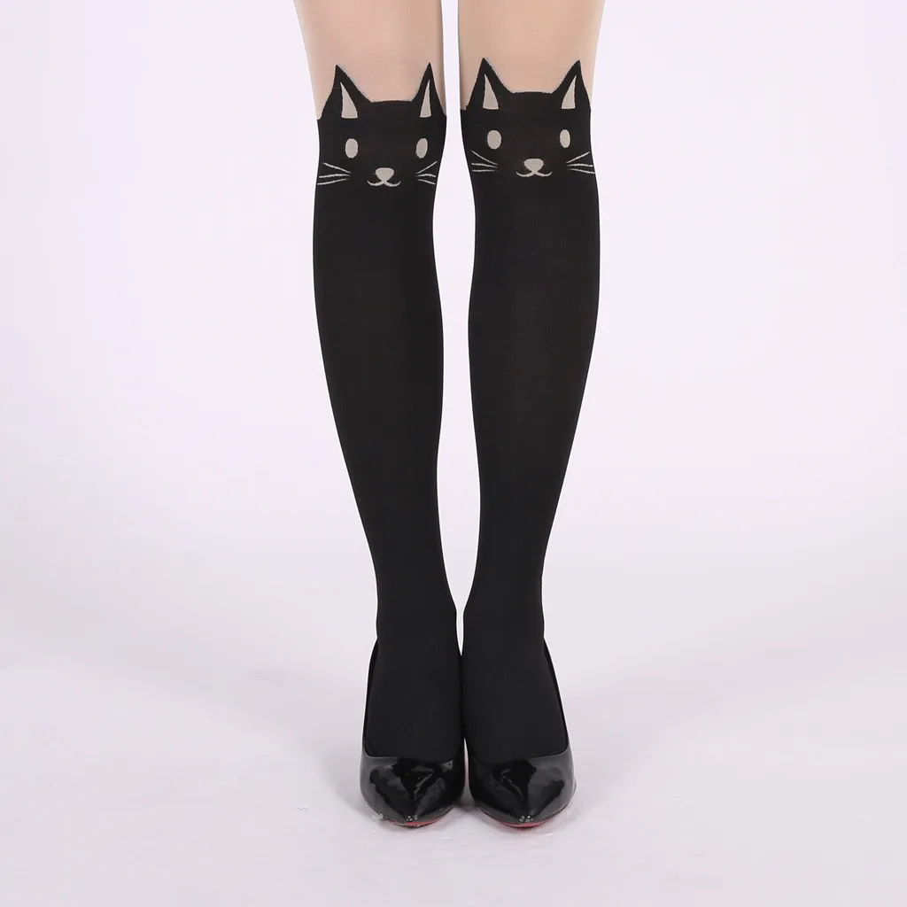 Женские носки для Хэллоуина, косплей, вечерние колготки с принтом черепа, чулки, женская вечерняя одежда Плотные чулки, большие размеры