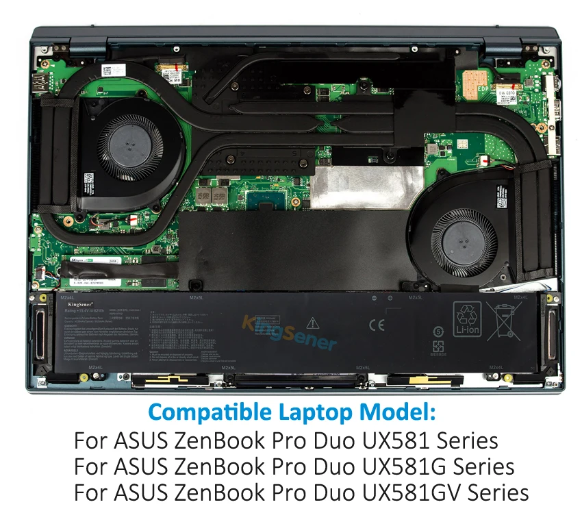 Bateria do Portátil de Kingsener C42n18461 para Asus Zenbook Pro Duo Ux581gv Duo Pro Ux581g Pro Duo Ux581gv 0b20003490015.4v 62wh - Imagem 3