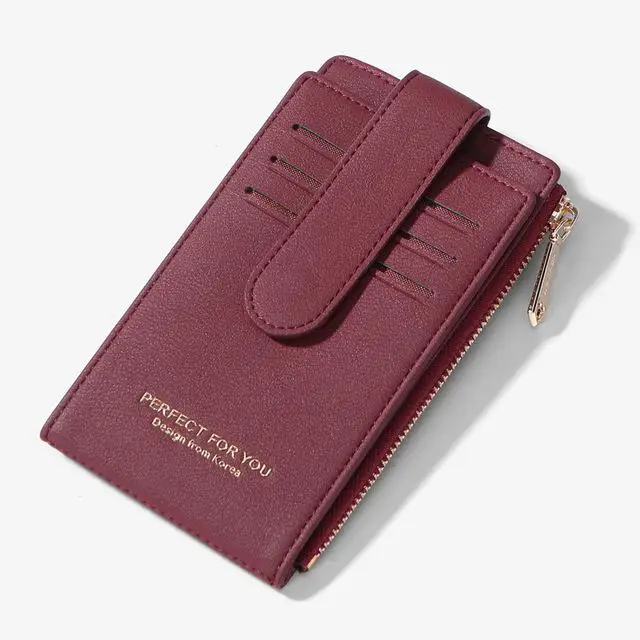 WEICHEN RFID держатель для карт, Женский кошелек, кошельки, Женский кошелек для кредитных карт, женская сумка для карт, кошелек для монет на молнии, высокое качество - Цвет: Красный