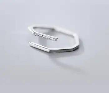 

2MM tHIN 100% Authentic REAL.925 Sterling Silver Fine Jewelry Geometric open rings ADJUST Ring GTLJ1457