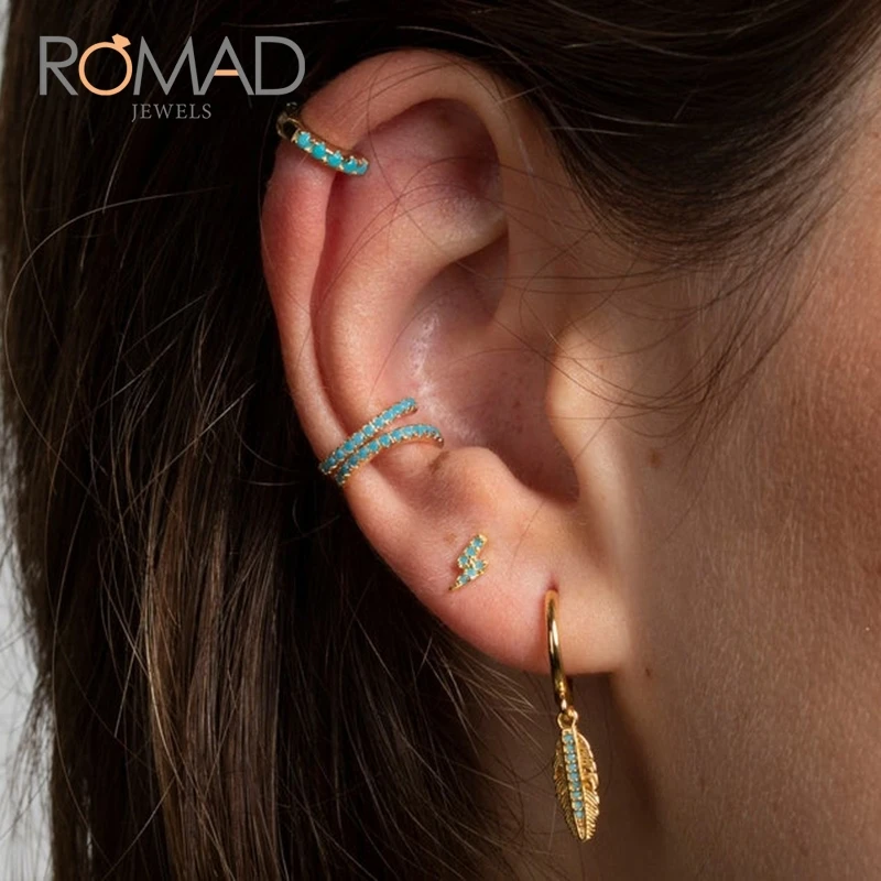 Romad, мода, Серебро S925 пробы, круглые, микро инкрустированные, индивидуальные трендовые серьги для женщин, подарки