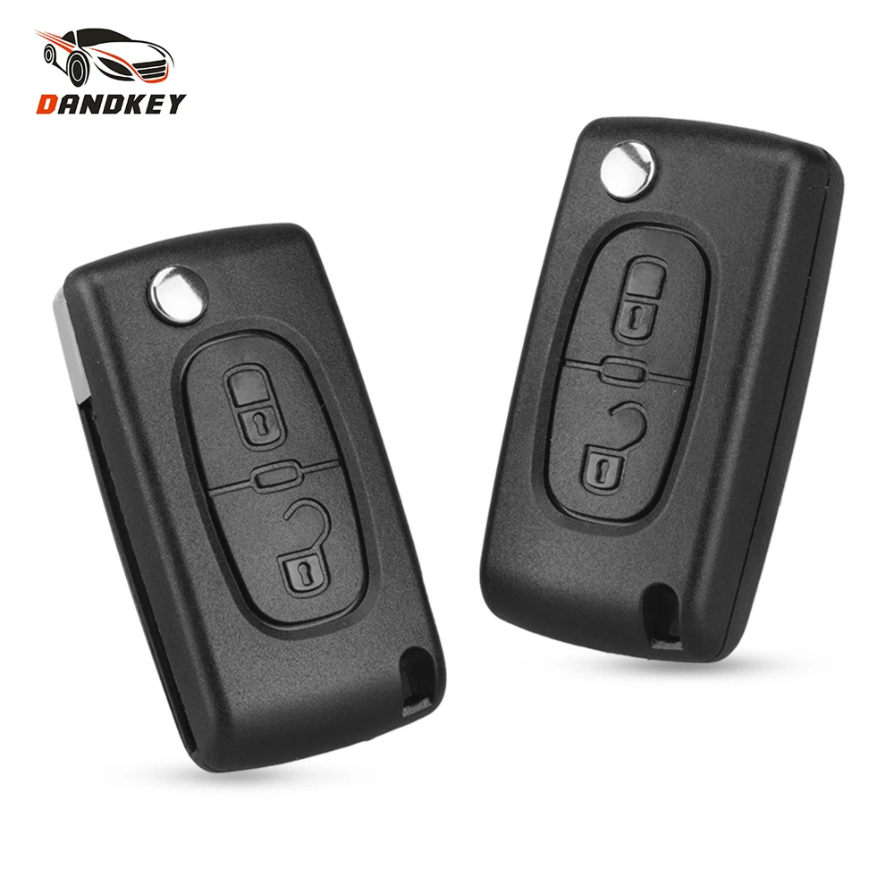 Dandkey 2 botones para Peugeot 307, 408, 308, 3008 Fob CE0536 CE0523 remoto llave de coche de caso de Shell con VA2 hoja HU83 hoja