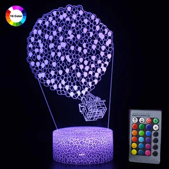 

Balloons Colorful 3D LED Lamp Illusion Flash Night Light Remote Control 16 Color Atmosphere Night Table Lamp for Valentines Day