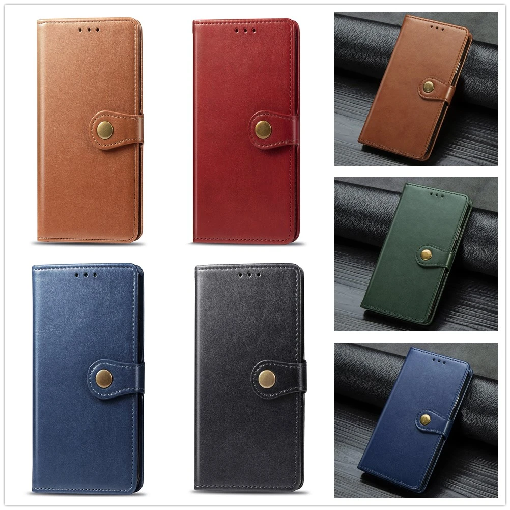 

Case for Samsung Galaxy S8 S9 Plus S7 S6 Edge Note 8 Note8 Cover Book Sansung Samsun Galaxi Luxury Leather Metal Button Hoesje