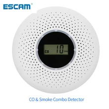 『Transmission & Cables!!!』- ESCAM 2 in 1 LCD Display Carbon
Monoxide & Smoke Combo Detector Battery Operated CO Alarm with LED
Light Flashing Sound Warning