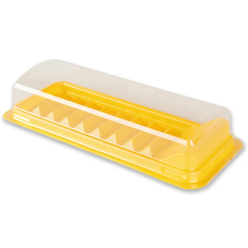 

Transparent trapezoidal sushi West point egg roll cake baking packaging package box creative bread plastic cup with lid 50 sets