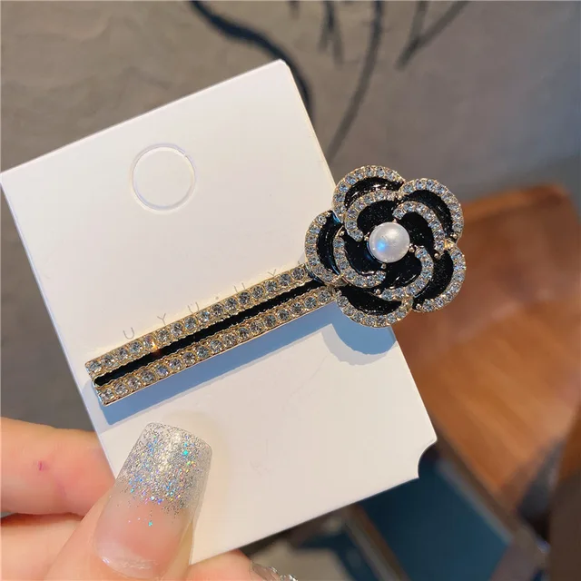 Adult Women Camellia Pearl Barrettes Hairpins Hair Clips Fashion Korean Lady Girl Head Wear Accessories-AS-W20 Transparent