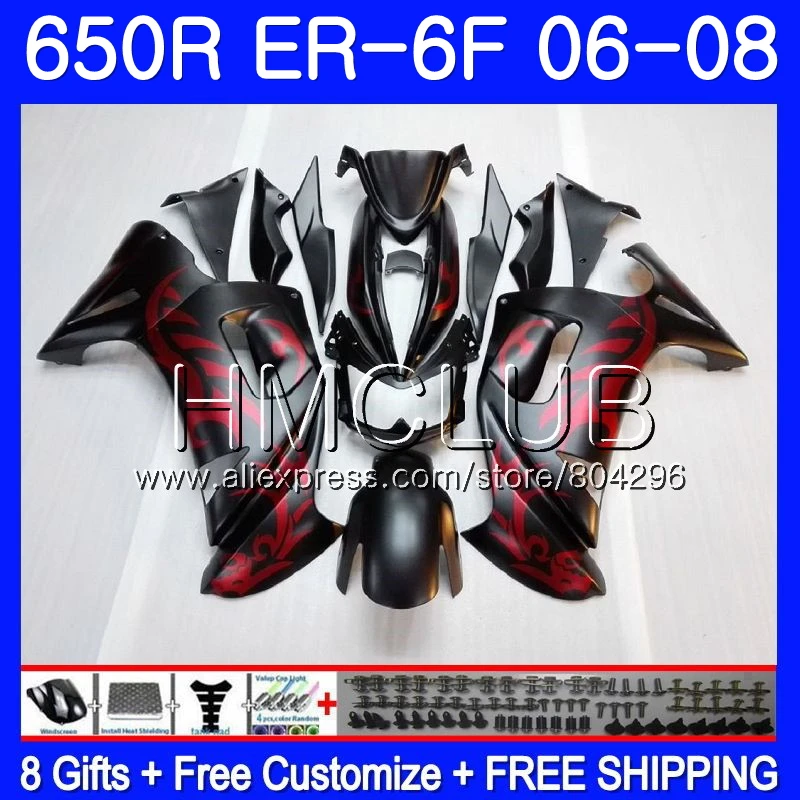 

Body For KAWASAKI NINJA 650R ER6 F 650 ER 6F flat red hot 2006 2007 2008 12JK.3 Ninja650R ER-6F 06 08 ER6F 06 07 08 Fairing Kit
