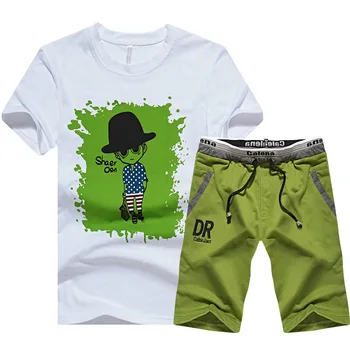 

2019dr Sports Short Sleeve Suit T Shirt Shorts Men's Wear Round Neck Two-piece Set