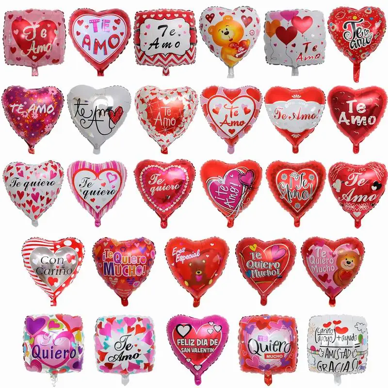 18 дюймов 10 шт сердце испанский I Love You воздушные шары надувные фольгированные шары Свадебные украшения День Святого Валентина гелиевый воздушный шар Globos