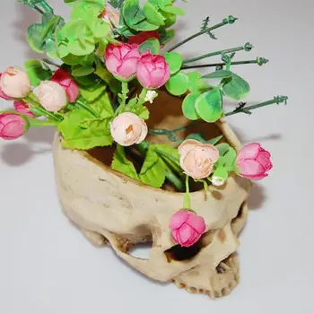 

Vases Skull Model Flower Pot Resin Handmade Sculpture Halloween Photo Props Tabletop Storage Tank Classic Style Home Decoration