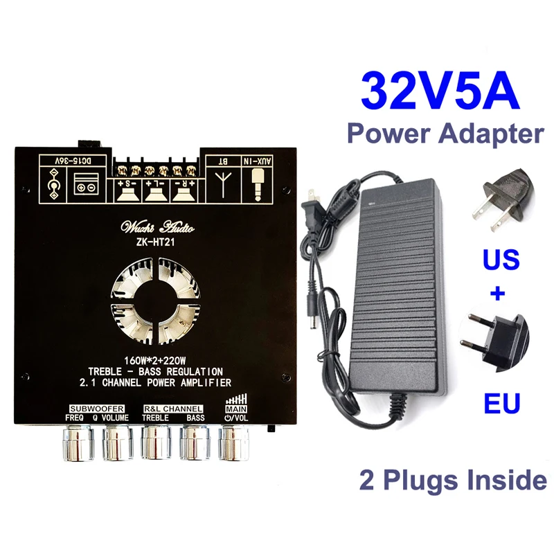 TDA7498E 2*160W+220W Power Subwoofer Amplifier Board Equalizer 2.1 Channel Class D Theater Audio Stereo Amp Bluetooth-Compatible 