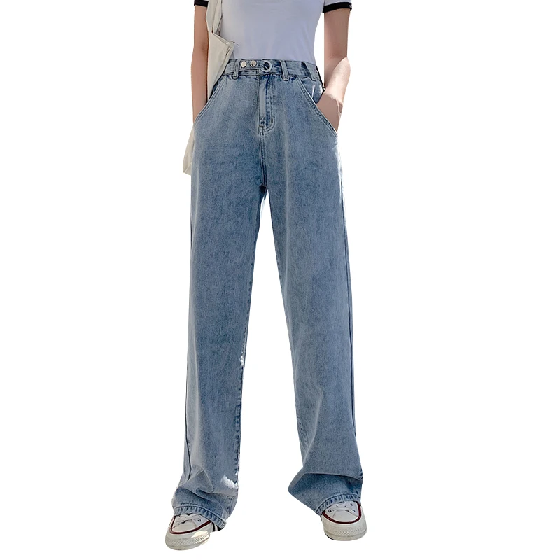 Woman Jeans High Waist Clothes Wide Leg Denim Clothing Blue Streetwear Vintage Quality 2020 Fashion Harajuku Straight Pants